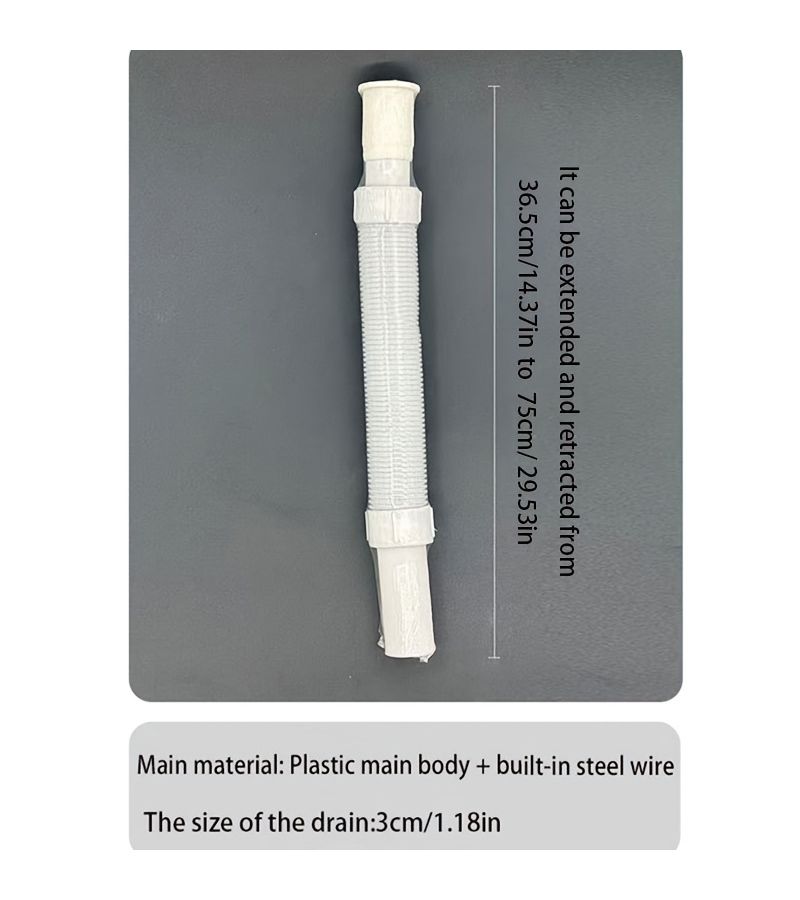 Grey Retractable Drain Pipe Odor Proof for Sinks Mop Pool with Steel Wire - Image 3