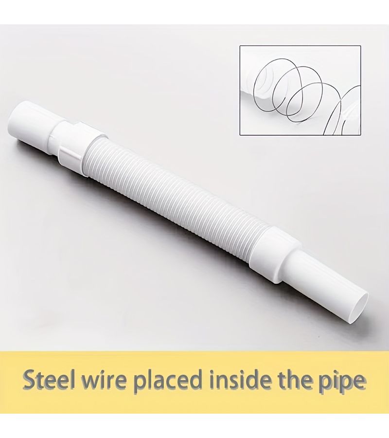 Grey Retractable Drain Pipe Odor Proof for Sinks Mop Pool with Steel Wire - Image 2