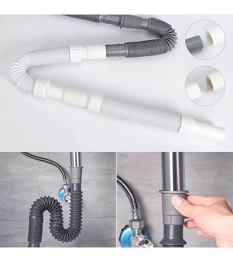 Grey Retractable Drain Pipe Odor Proof for Sinks Mop Pool with Steel Wire - Image 4