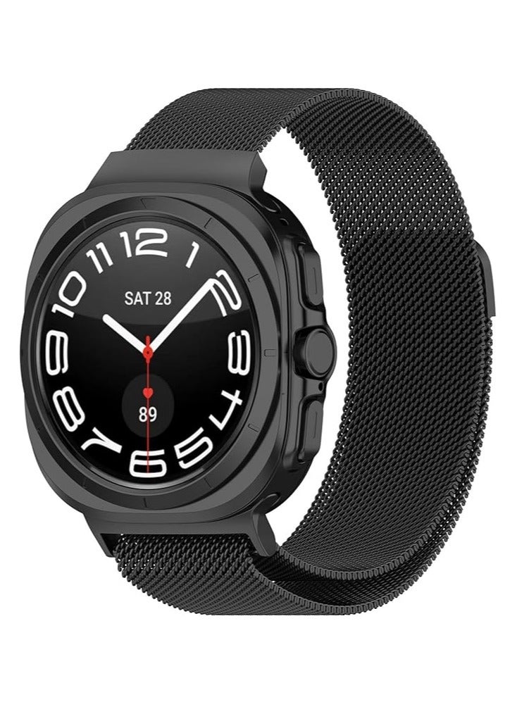 Compatible with Band for Samsung-Galaxy Watch-7 Ultra-47mm - Magnetic Stainless Steel Metal Bands for Galaxy Watch 7 Ultra 47mm 2024 Mesh Loop Replacement Straps, Men Women, Durable - Image 1