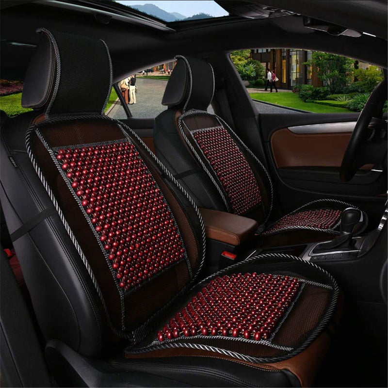 LKXHarleya Wood Bead Car Seat Cover Cushion, Cooling & Breathing, Automotive Beaded Driver Seat Massager Cushion for Lower Back Pain - Image 1