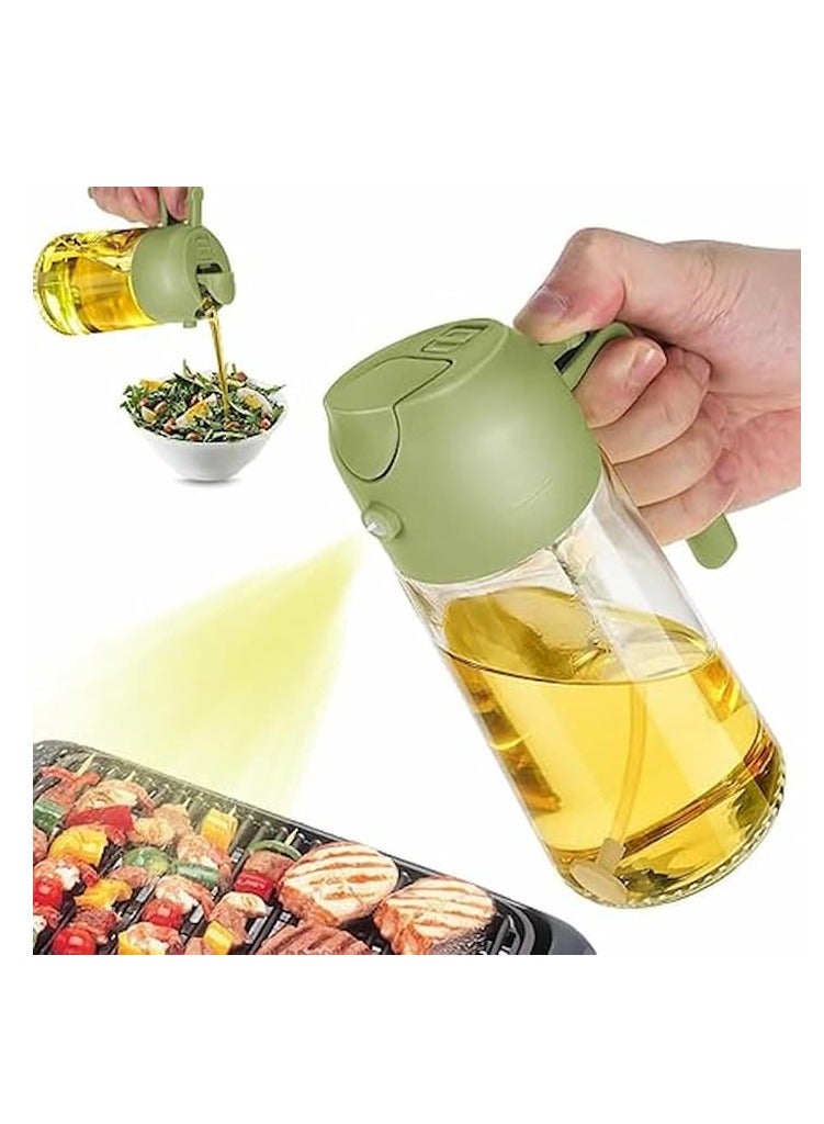 Cool Baby COOLBABY 2-in-1 Olive Oil Dispenser & Sprayer, 470ml Glass Oil Bottle, Fine Mist Oil Mister for Cooking, Air Fryer, Salad, BBQ & Roasting – Green - Image 1