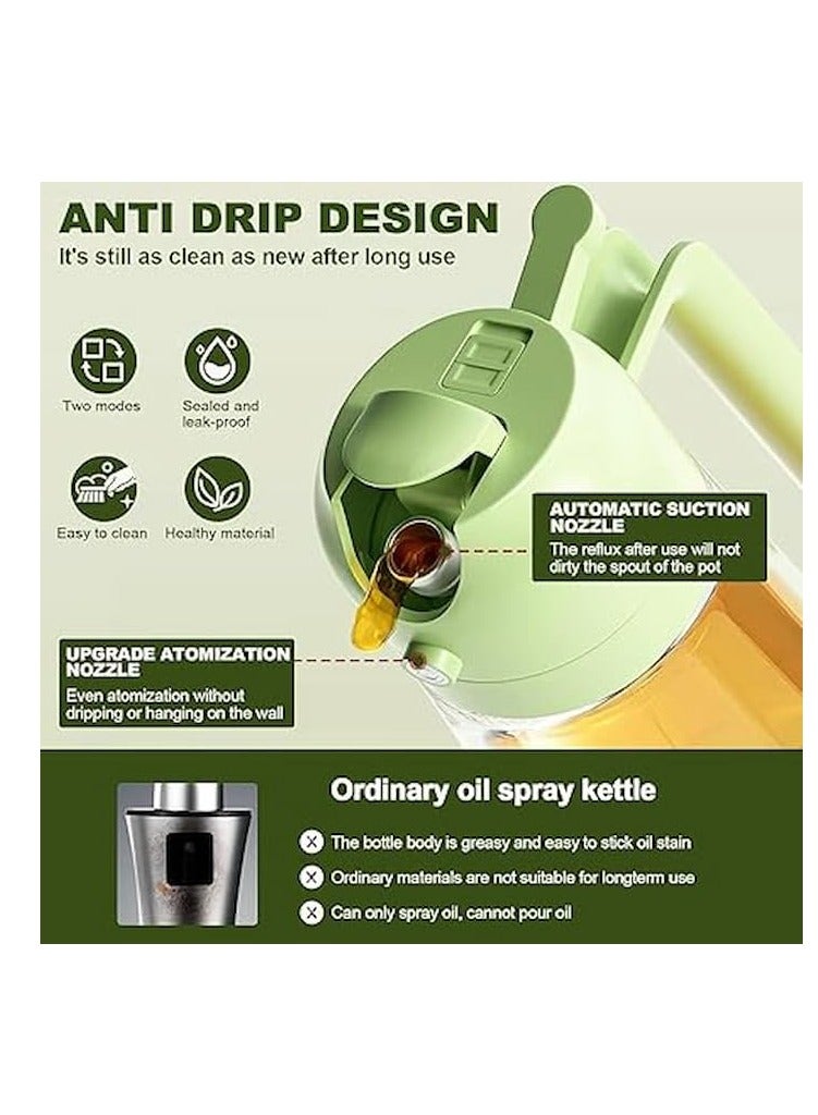 Cool Baby COOLBABY 2-in-1 Olive Oil Dispenser & Sprayer, 470ml Glass Oil Bottle, Fine Mist Oil Mister for Cooking, Air Fryer, Salad, BBQ & Roasting – Green - Image 4