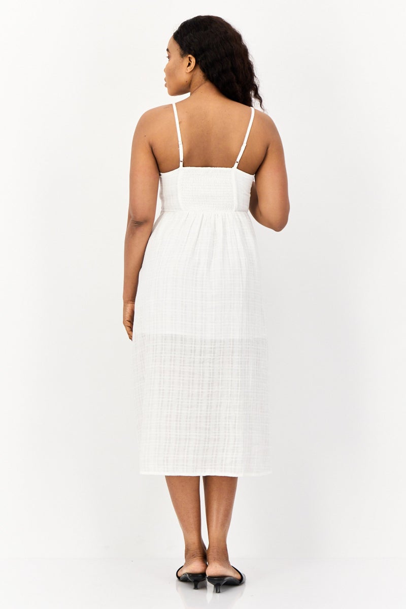 BRAVE SOUL Women Textured Casual Midi Dress, White  - Image 2