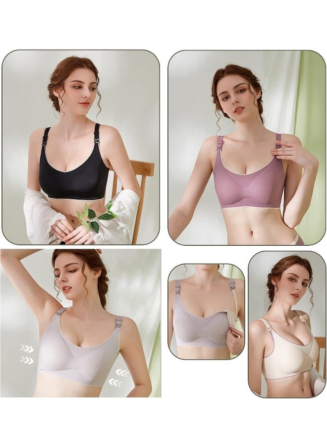 Rubik - Breast Feeding Nursing Bra for Women, Seamless Ultra Comfort Removeable Padded Smooth Wirefree Pregnancy Maternity Sleeping Bra (Large, purple) - Image 1