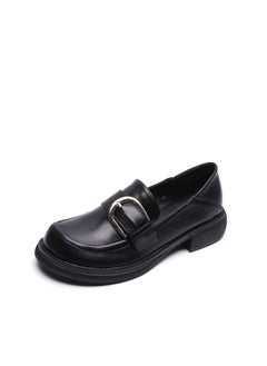 Loquat English Style Soft Soled Leather Shoes Black  - Image 1