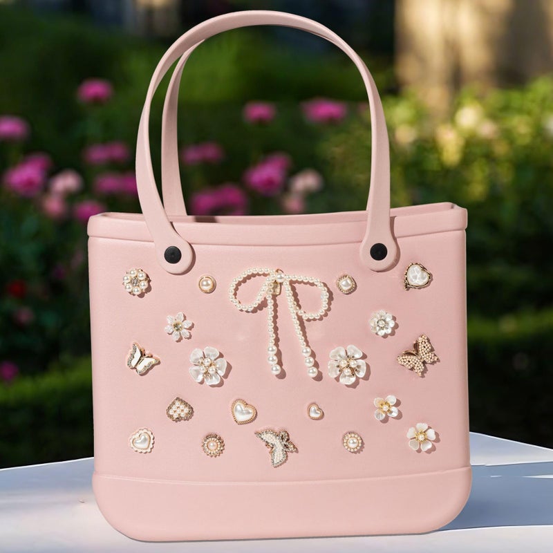 Mon Caramel Rubber Beach Bag Accessories Charms,21PCS Rubber Beach Totes Inserts,Lovely pearl Charms - Image 2