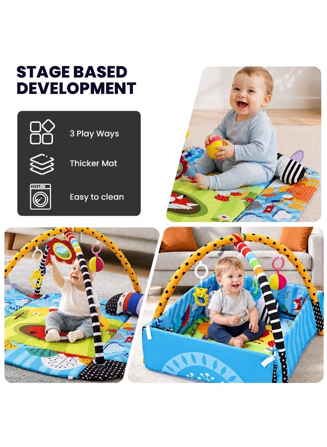 HI-FINE Baby Gym Play Mat, 8-in-1 Tummy Time Mat & Activity Gym, Washable Ball Pit, Infant Play Mat with Detachable Toys for Sensory Exploration and Motor Skill Development - Image 4