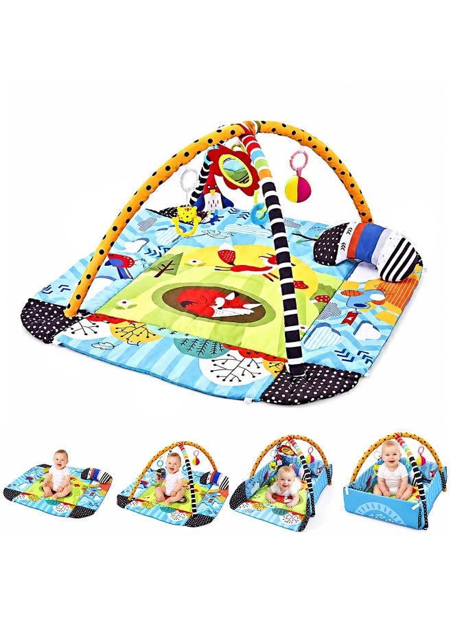 HI-FINE Baby Gym Play Mat, 8-in-1 Tummy Time Mat & Activity Gym, Washable Ball Pit, Infant Play Mat with Detachable Toys for Sensory Exploration and Motor Skill Development - Image 1