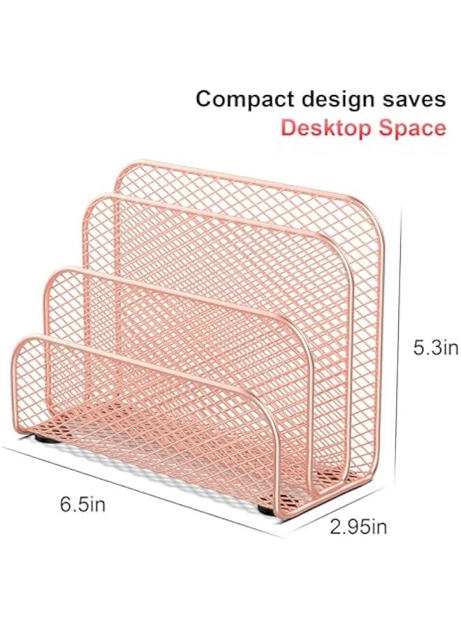 Arabest Mail Organizer Countertop, Metal File Holder with 3-Slot, Rose Gold Desk Accessories & Workspace Organizers (Rose Gold) - Image 5