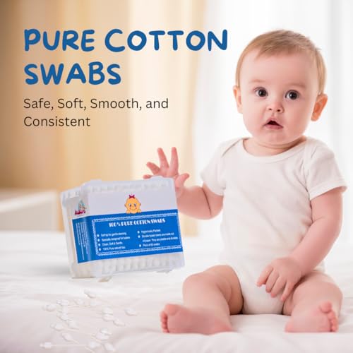 Adore 100% Pure Cotton Swabs, Pack of 2, Total 120 Units, White with Thick end to Protect Baby Ears - Image 2