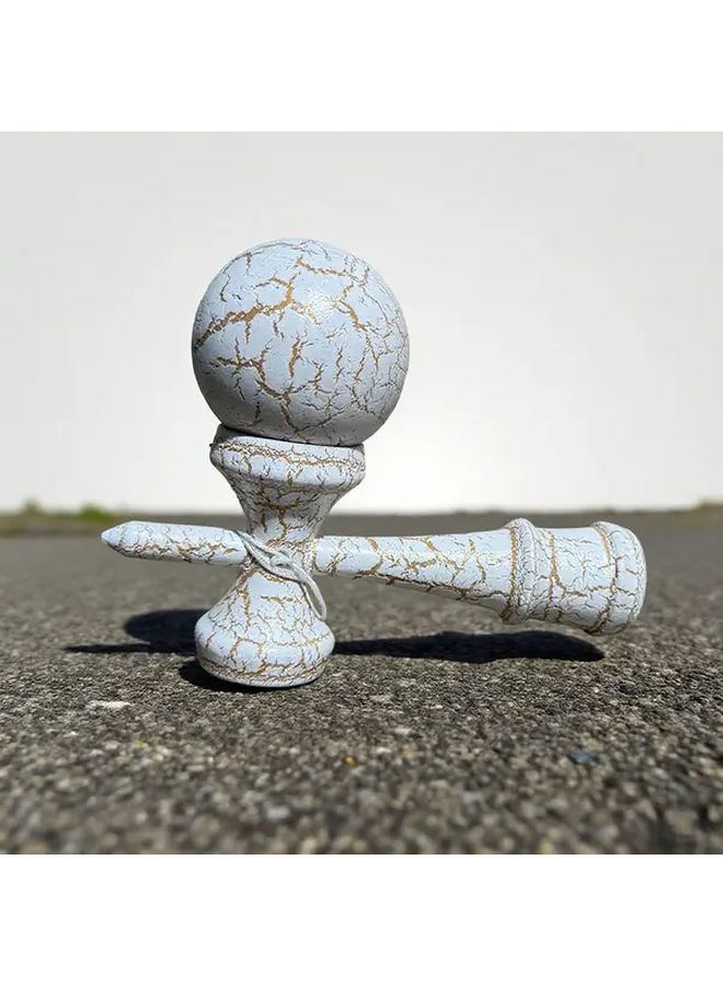White Golden Crack Balls Kendama Sword Set Wooden Training Adults Beginners - Image 3