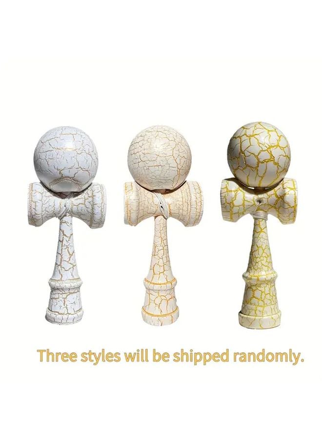 White Golden Crack Balls Kendama Sword Set Wooden Training Adults Beginners - Image 1