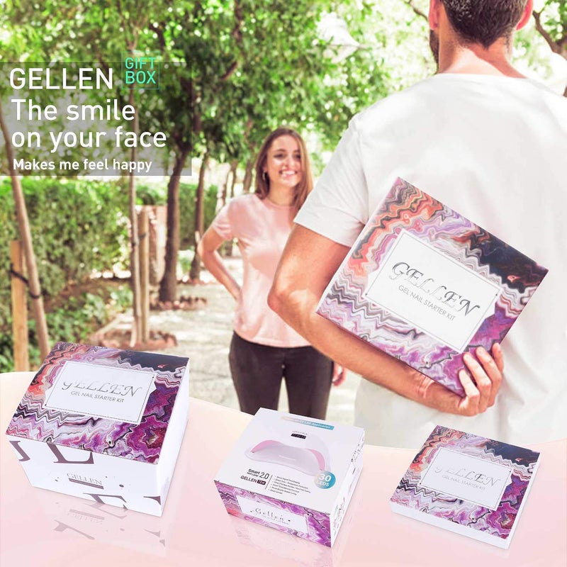 Gellen Gel Nail Polish Kit with Nail Light 72W Nail Dryer, 12 Gel Nail Polish Colors, No Wipe Top Base Coat, Nail Art Decorations, Manicure Tools, All-In-One Manicure Kit, Macaron Candy - Image 5