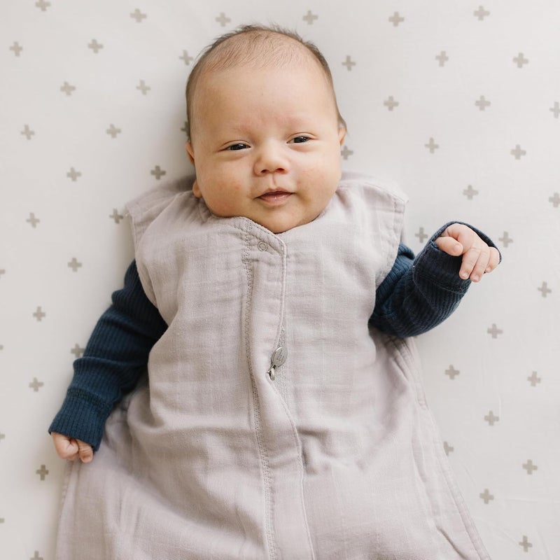 Little Unicorn Cotton Muslin Quilted Sleep Bag in Porpoise - Size M - Image 5