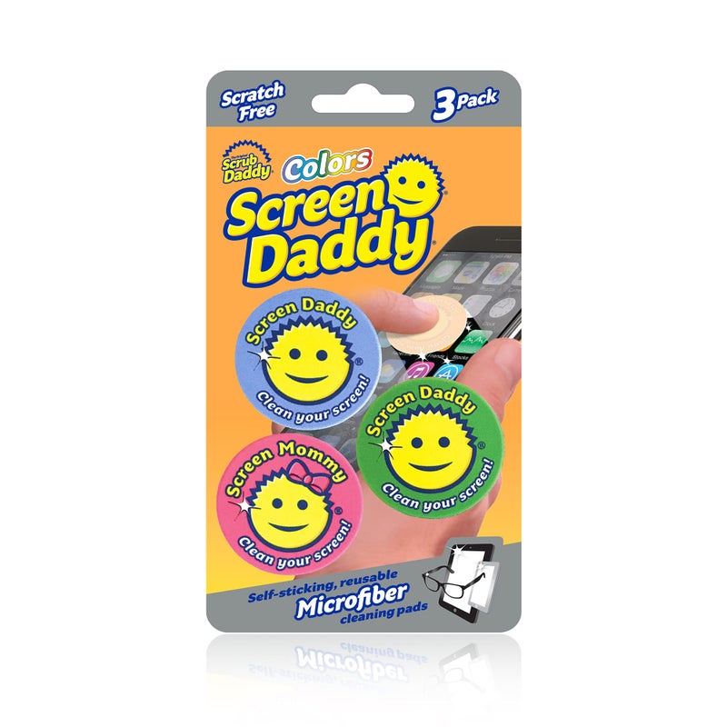 Scrub Daddy, Screen Daddy - Multi-color, Multi-use Microfiber Cleaning Pads for Electronic Screens With Convenient Storage, Scratch Free, Streak Free, Reusable and Washable, 3ct - Image 1