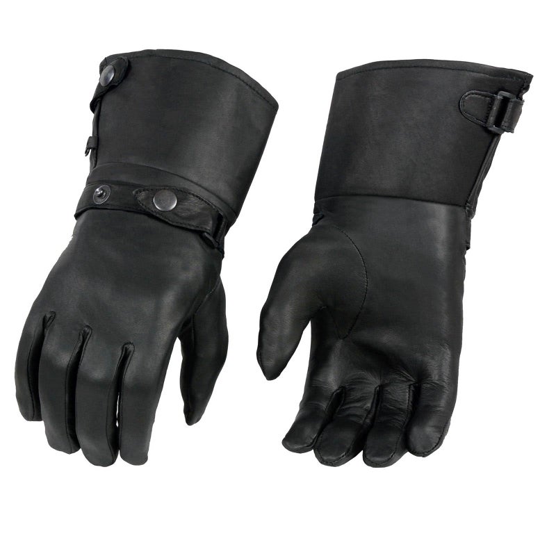 Milwaukee Leather Men'S Gauntlet Motorcycle Hand Gloves-Black Leather Long Cuff Snap Closure Thermal Lined-Sh264 - Medium