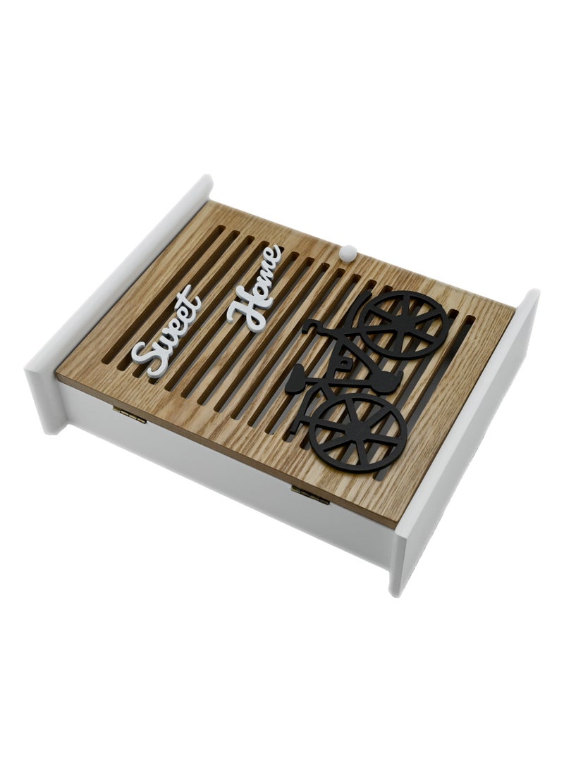 Generic - Wooden Key Box For Wall Vintage Wood Wall Mounted Key Holder Key Organizer Wall Ornament Sweet Home Design Key Cabinet With 6 Key Hanging Hooks And Magnetic Door Lock - Image 1