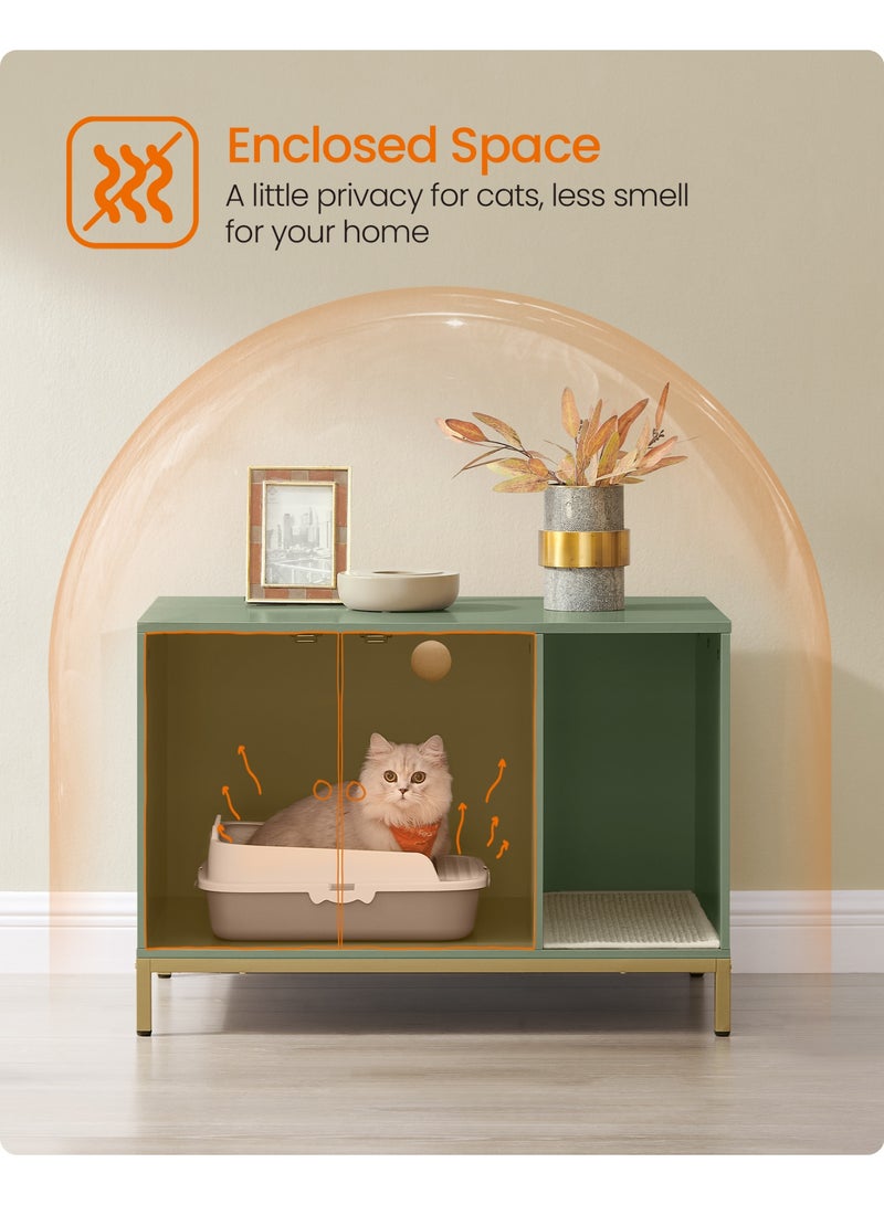 FEANDREA Cat Litter Box Enclosure Furniture Hidden Litter Box with Scratch Pad, Cat Washroom Cat House End Table for Living Room 80x50x55 cm - Image 4
