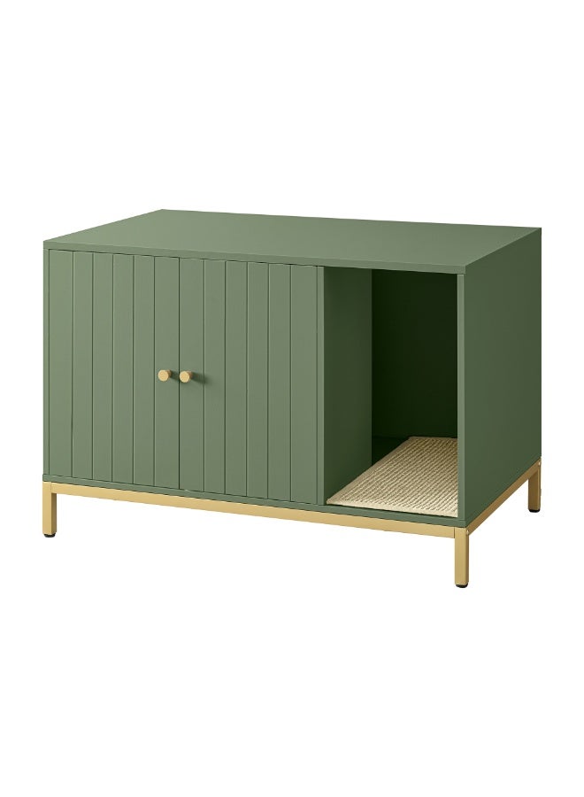 FEANDREA Cat Litter Box Enclosure Furniture Hidden Litter Box with Scratch Pad, Cat Washroom Cat House End Table for Living Room 80x50x55 cm - Image 2