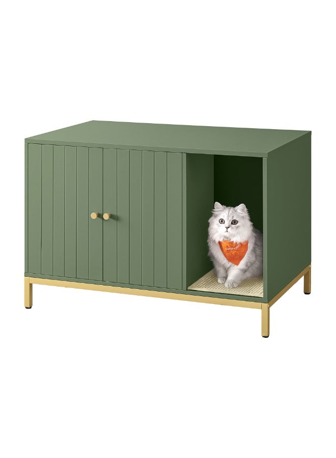 FEANDREA Cat Litter Box Enclosure Furniture Hidden Litter Box with Scratch Pad, Cat Washroom Cat House End Table for Living Room 80x50x55 cm - Image 3