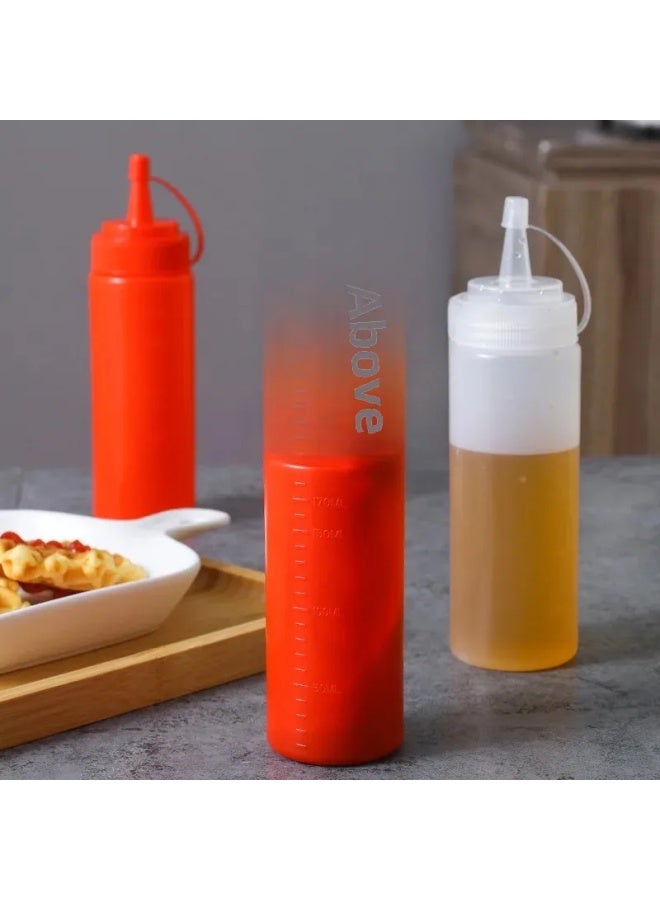 Squeezable Bottle Salad Dressing Milk Cream Seasoning Tomato Sauce Plastic Squeezable Bottle Fruit Sauce Bottle For Home Baking-Specifications:9 A/250ml  - Image 5