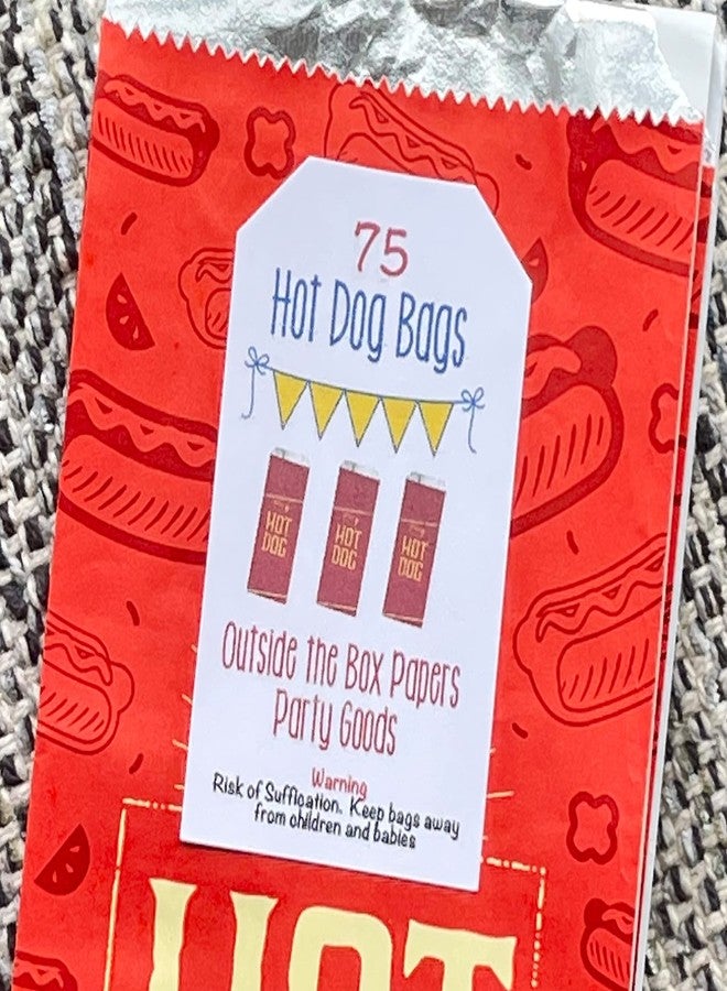 Outside the Box Papers أكياس هوت دوج مطبوعة بورق الألمنيوم خارج الصندوق - 75 عبوة - فضي أحمر - Image 3