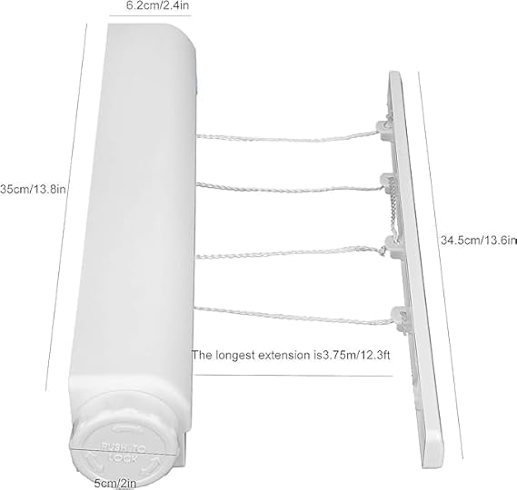 SHOPECOM Wall Mount Cloth Rope for Cloth Hanging Indoor Outdoor Laundry Drying Balconies Kitchen Flexible Rope Automatic Retractable Clothesline Foldable Wall Mount Cloth Hanger1 pcs - Image 4