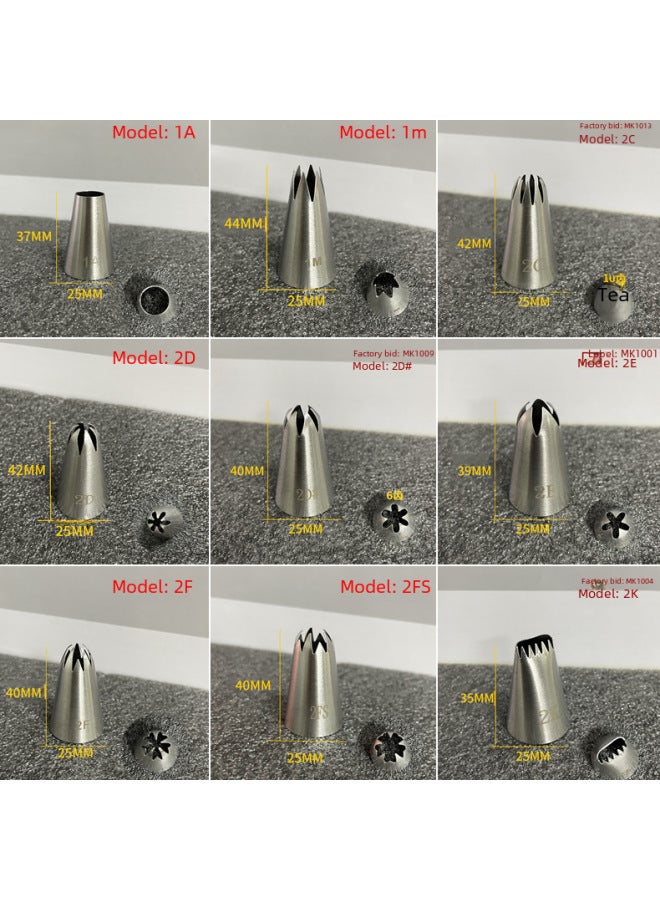 1M2D6 Teeth 8 Teeth Cake Decorative Cookie Rose Baking DIY Tool Medium 304 Stainless Steel Decorative Mouth Medium-Specifications:222 - Image 3