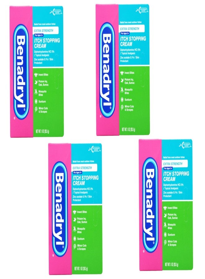Benadryl Itch Stopping Cream Extra Strength 1 Ounce each, Pack of 4 - Image 1
