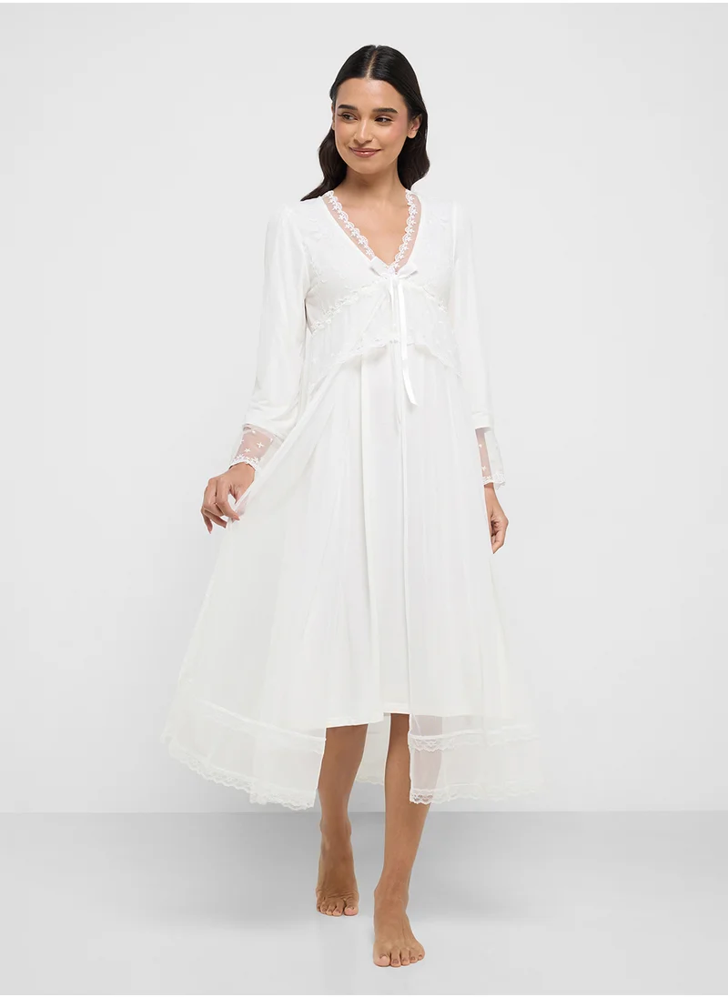 ايلا Nighdress With Lace Trims