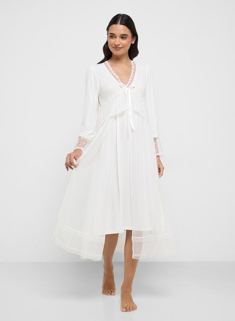 ELLA Nighdress With Lace Trims  - Image 1