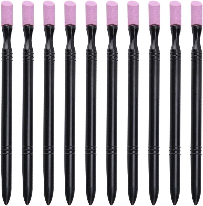 10pcs Nail Buffing File and Cuticle Stick Pen Double-Ended Quartz Manicure Tool for Nail Edge Cleaning and Pedicure Care - Image 1