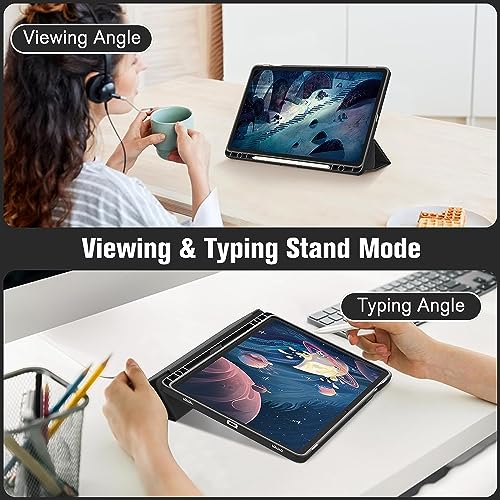 ProElite غطاء ProElite لجهاز Samsung Galaxy Tab S10 Lite 10.9"/ Tab S9 FE 10.9 بوصة/ Tab S10 FE/ Tab S9 11"، غطاء ذكي مع حامل S Pen، أخضر رخامي [ظهر شفاف] - Image 3