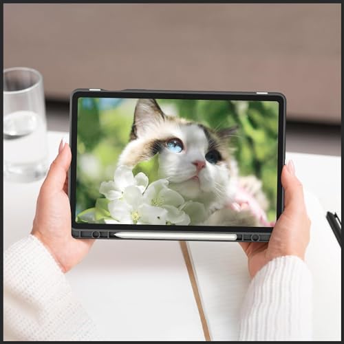 ProElite غطاء ProElite لجهاز Samsung Galaxy Tab S10 Lite 10.9"/ Tab S9 FE 10.9 بوصة/ Tab S10 FE/ Tab S9 11"، غطاء ذكي مع حامل S Pen، أخضر رخامي [ظهر شفاف] - Image 4