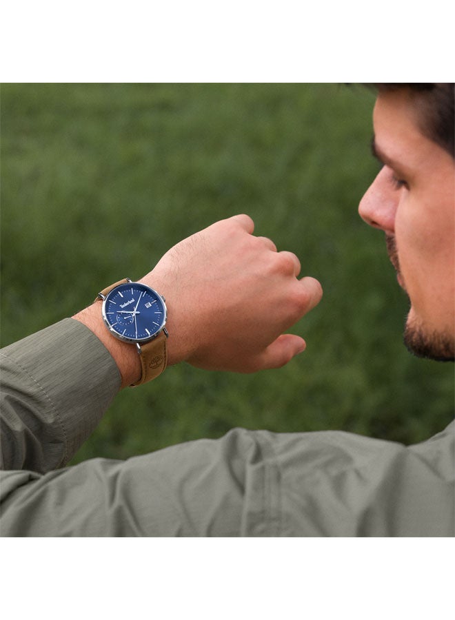Timberland Men Rangeley Blue Dial Leather Strap Multifunction Watch for Men, 42mm - Image 4