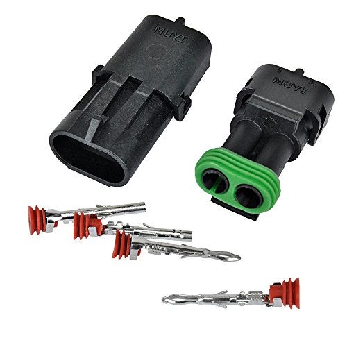 MUYI 10 Kit 2 Pin Waterproof Connector for 20-14 AWG Wire Harness 2.5mm Series Automotive Electrical Plugs with Replacement Terminal Pins Sockets and Spudger - Image 2
