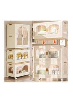 Generic Plastic Wardrobe, Portable Closet Organizers with Wheels for Bedroom, Foldable Stackable Clothes Storage Bins Cabinet for Baby Nursery Room, Free-Combination Cubes Cupboard for Garments Dolls Toys (B)  - Image 5