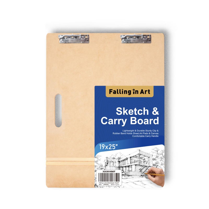 Falling in Art 19x25 Sketch Board, Drawing Tote Board for Artists with Sturdy Clip and Rubber Bands, Portable Art Clipboard for Classroom and Studio Drawing - Image 1