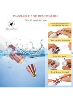BTFMEI 2-in-1 USB Eyebrow Trimmer, Electric Facial Hair Remover, Rechargeable Lady Painless Hair Remover for Face, Nose, Eyebrow, Arm, Leg, Armpit and Bikini (White/Rose Gold)  - Image 4