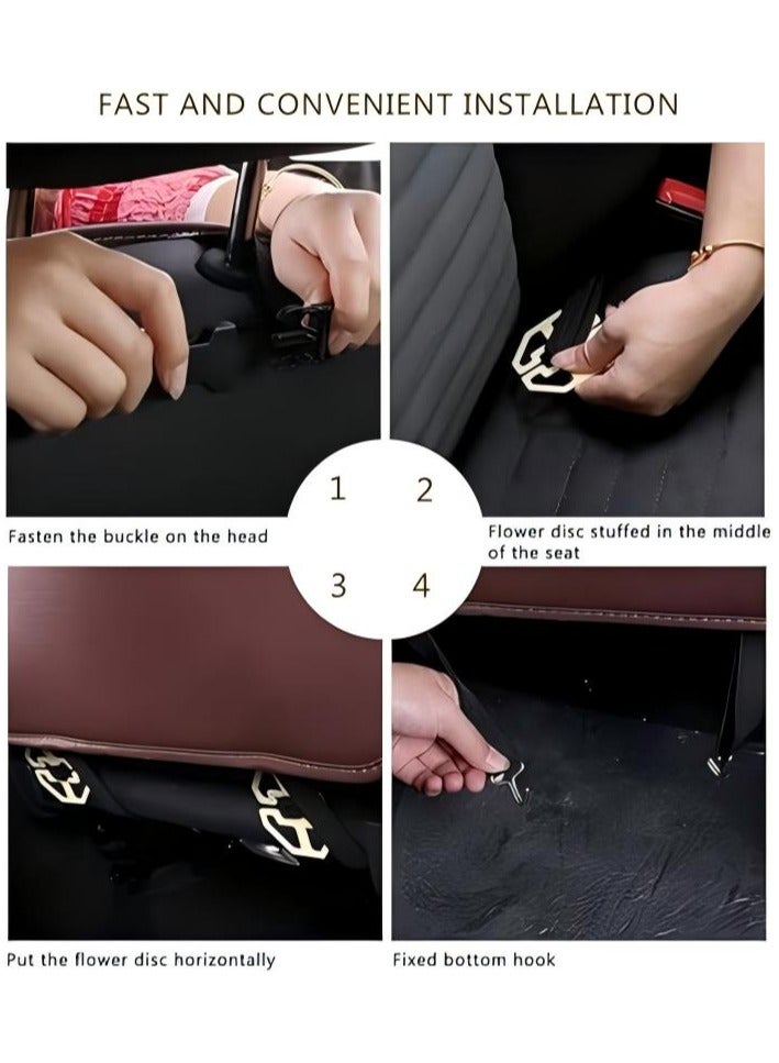 Loquat Car Back Seat Organizers,PU Leather Car Back Seat Organizer,Back Seat Organizer with Tray and Storage Leather for Kids Toy Bottle Drink Vehicles Travel Accessories (Beige) - Image 5