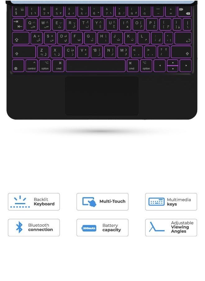 blupebble - Magic Folio Detachable Magnetic Keyboard with Large Precision Trackpad, Full-Size Backlit Keyboard Designed for iPad Pro 4th Gen 11 inch and iPad Air 5th Gen 10.9 inch - Image 1