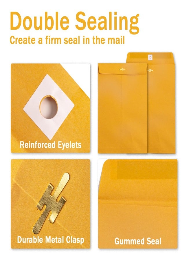 Goefun Clasp Envelopes 9x12, 100 GSM Paper, 100 Pack Goefun Brown Kraft Manilla Envelopes with Clasp Closure and Gummed Seal for Business, Legal, Office, Home and School - Image 2