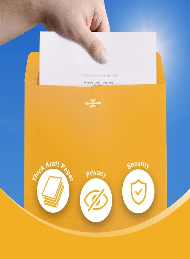 Goefun Clasp Envelopes 9x12, 100 GSM Paper, 100 Pack Goefun Brown Kraft Manilla Envelopes with Clasp Closure and Gummed Seal for Business, Legal, Office, Home and School - Image 4