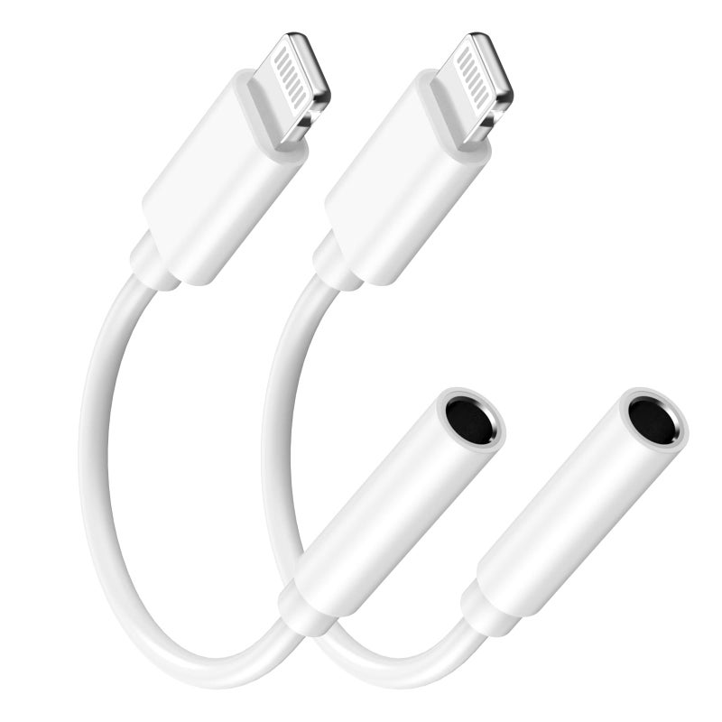 wamaxlink [معتمد من Apple MFi] محول Apple Lightning إلى مقبس سماعة رأس 3.5 مم، عبوة 2 محول صوتي لسماعات الرأس/سماعات الأذن من iPhone إلى 3.5 مم لجهاز iPhone 14 13 12 11 Pro Max XS XR X 8 7 - Image 1