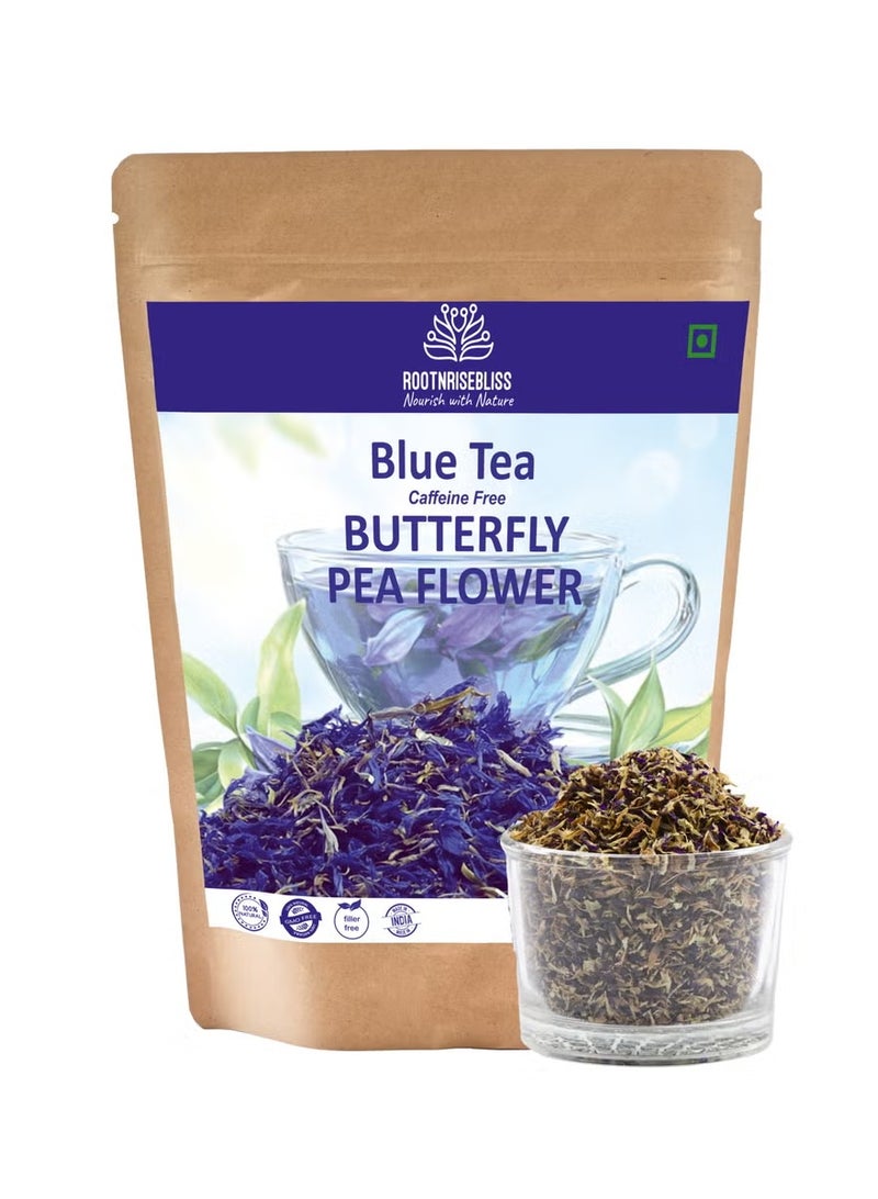 ROOTNRISEBLISS Premium Butterfly Pea Flowers 100g – Natural Blue Tea, Caffeine-Free, Rich in Antioxidants for Skin, Hair & Focus. - Image 1