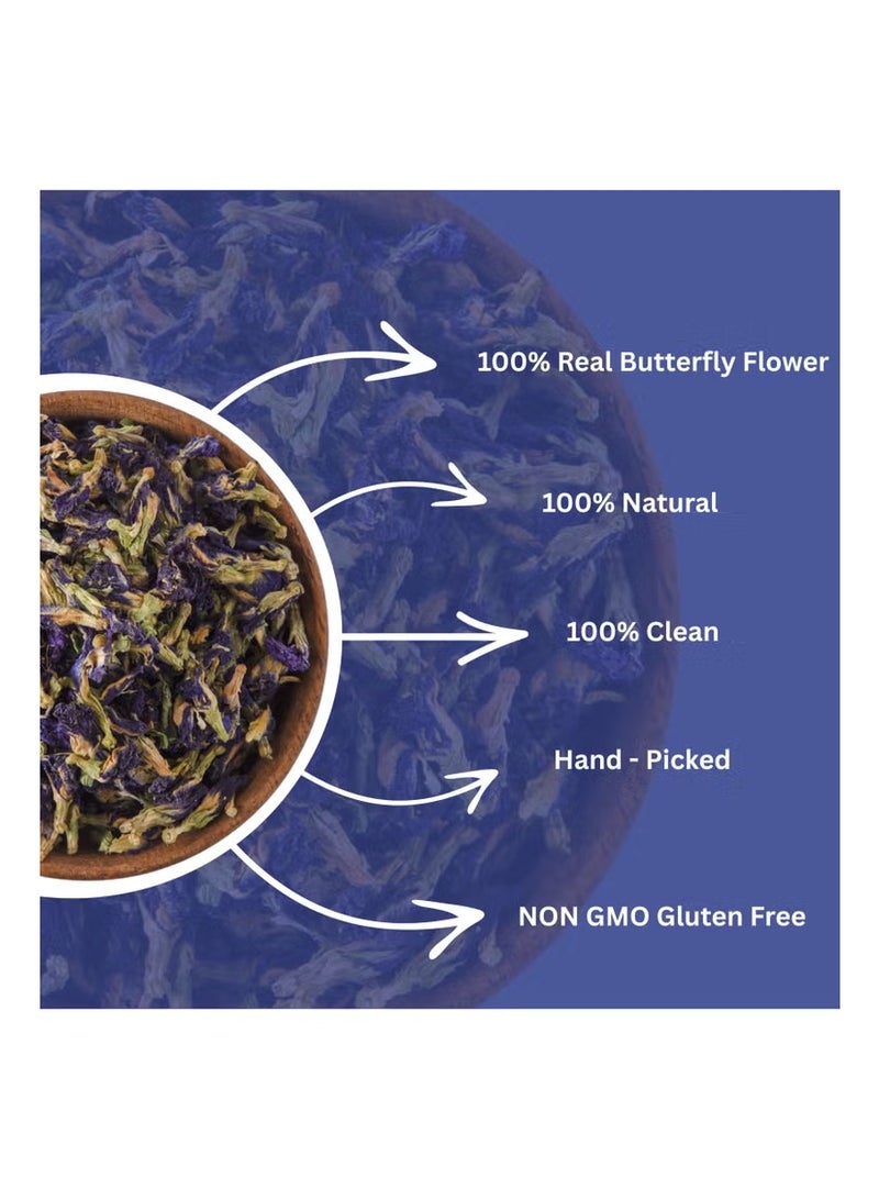 ROOTNRISEBLISS Premium Butterfly Pea Flowers 100g – Natural Blue Tea, Caffeine-Free, Rich in Antioxidants for Skin, Hair & Focus. - Image 3