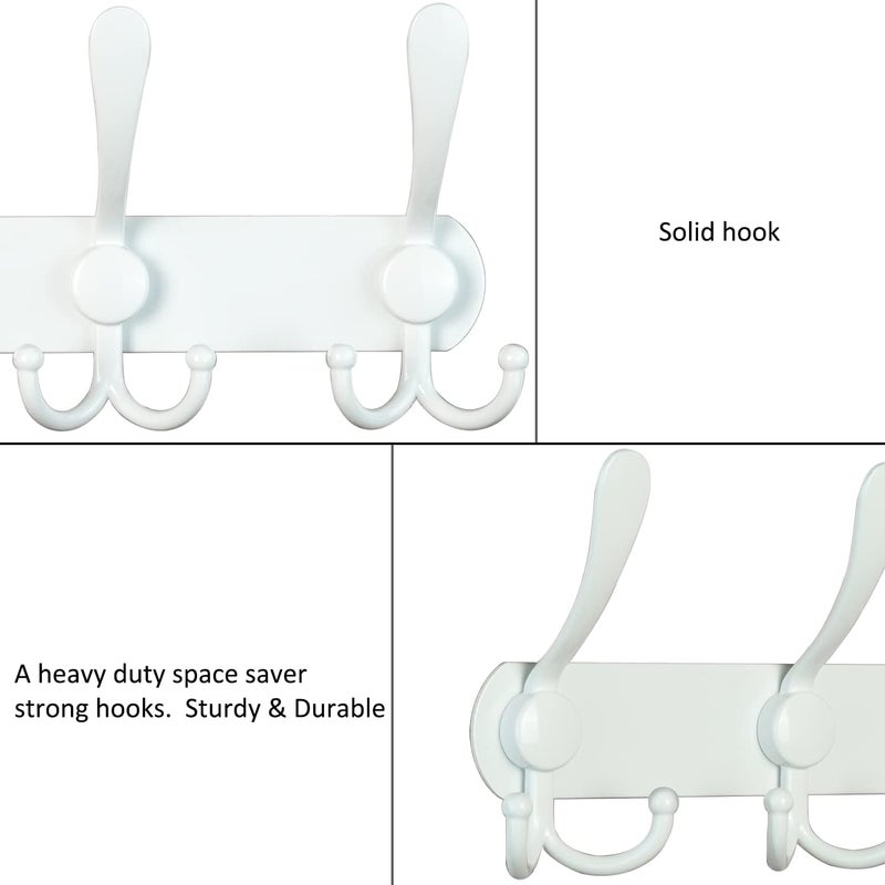 Encozy خطافات المعاطف، خطافات المعاطف مثبتة على الحائط (أبيض 2 قطعة) - Image 4