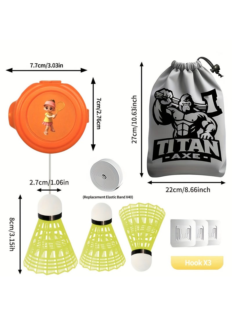 AROAQ Professional Badminton Trainer Kit with Adjustable String and Drawstring Storage Bag Durable PVC Material Perfect for Indoor And Outdoor Practice Orange - Image 5