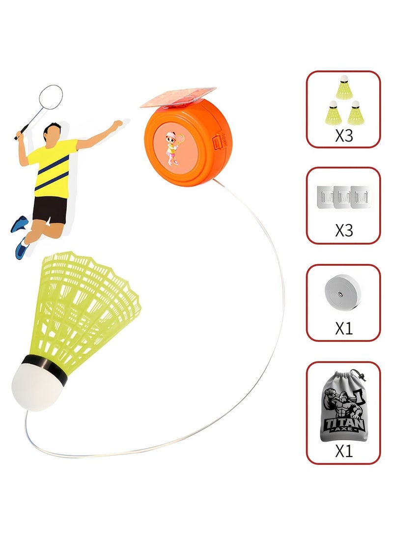AROAQ Professional Badminton Trainer Kit with Adjustable String and Drawstring Storage Bag Durable PVC Material Perfect for Indoor And Outdoor Practice Orange - Image 1